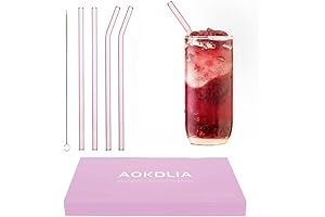 Cozy 8 Inch Pink Glass Straws for Coffee, Tea, and Other Drinks