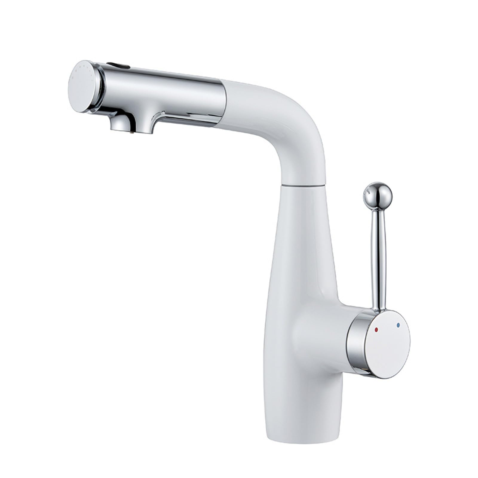 Fanjubei White Bathroom Lift-Up Pull-Out Basin Faucet,