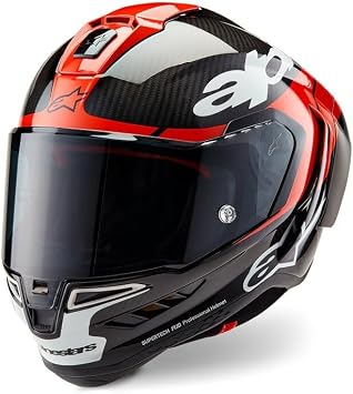 Super-Tech R10 Full Face Motorbike Helmet Lightweight Racing Motorcycle Helmet for Men with Carbon Shell Aerodynamic Design Advanced Ventilation DOT & ECE Certified - Black Red