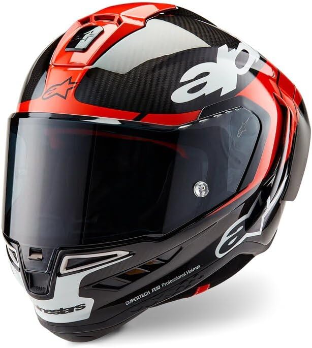 Super-Tech R10 Full Face Motorbike Helmet Lightweight Racing Motorcycle Helmet for Men with Carbon Shell Aerodynamic Design Advanced Ventilation DOT & ECE Certified - Black Red