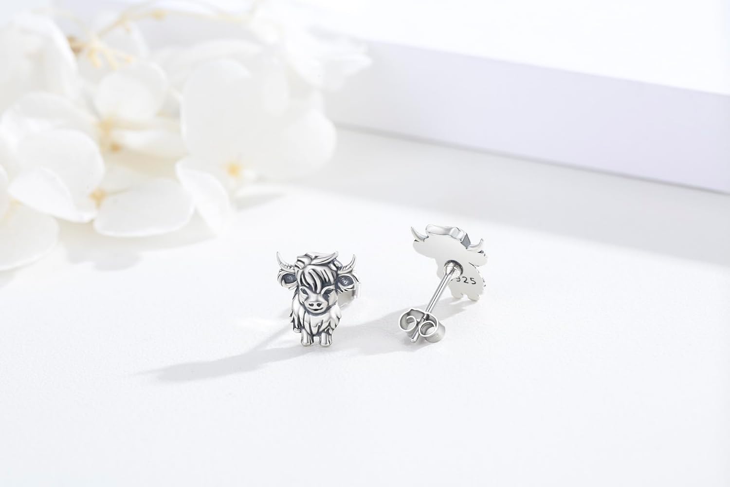 Highland Cow Earrings for Women 925 Sterling Silver Cute Animal Cow Stud Earrings Cow Stuffed Jewelry Christmas Gifts for Mom Daughter - Image 2