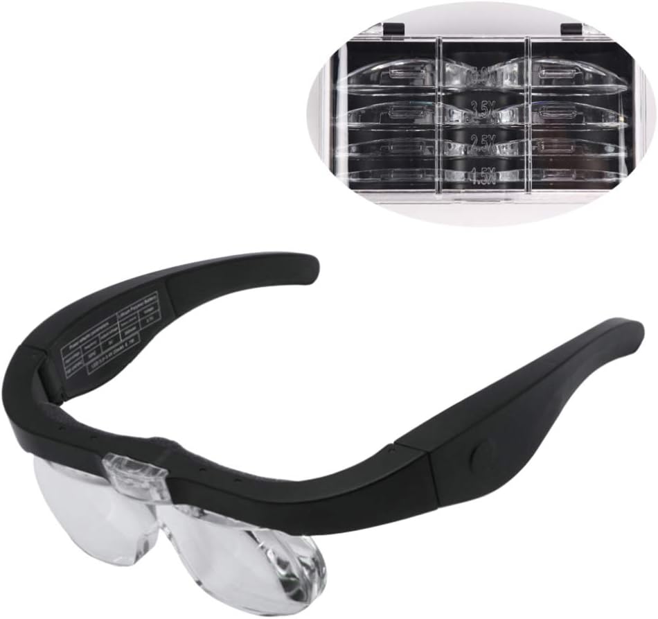 HEALLILY Head Magnifier Glasses LED Magnifying Visor with Light for Jewelers Crafts Watch Electronic Repair