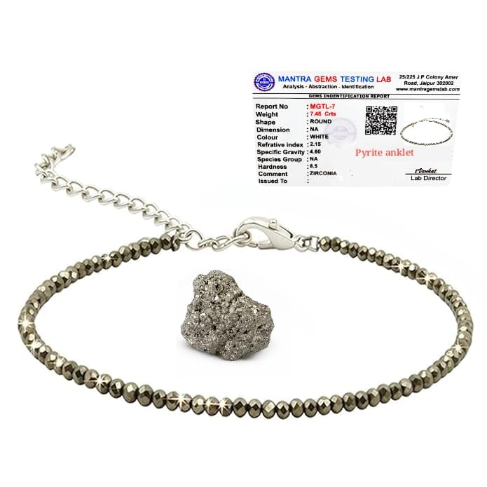 Certified Raw Pyrite Anklet for Women – Adjustable Money Magnet Crystal Jewelry for Wealth, Prosperity & Protection – Natural Pyrite Stone Cluster Spiritual Gift (Up to 40g-image-43