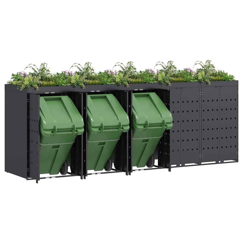 Genérico Almacenamiento de Cubos Wheelie para 5 Cubos Antracita,Casa y jardín,Productos del hogar,Accesorios para contenedores de residuos,Soportes para contenedores de residuos-3394746