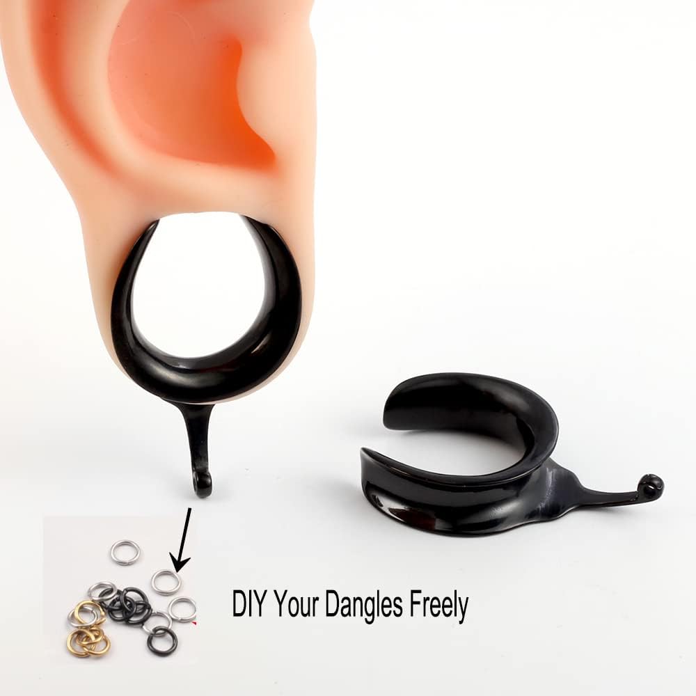 (6mm 2g DIY Ear Saddle Tunnel Plugs Piercing Stretchers Black Gold Silver Hypoallergenic 316 Stainless Steel Ear Gauges Dangle Accessories Expander Fashion Body Jewelry 2PCS image 2