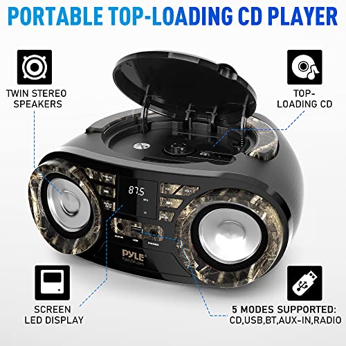PYLE CD PLAYER PORTABLE, CD PLAYERS FOR HOME, PORTABLE CD PLAYER, 50W MAX POWER, WIRELESS BT STREAMING, AM/FM RADIO, USB PORT, INCLUDES AC/DC POWER CORD, 3.5MM AUX INPUT, HEADPHONE JACK by Pyle - Image 2