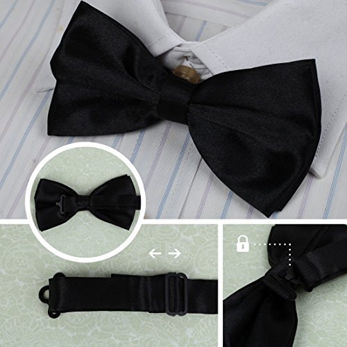 Dan Smith Casual Bowtie Multi-Color Plain Pretied Bow Tie Satin 25.6"-Neck-Size Clip-On Adjustable Bundle Deal Dbf1009 Black,Burgundy,Deep Pink,Blue,Indigo #TOP4