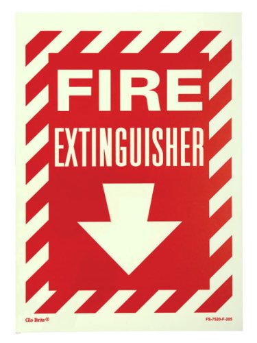 Jessup Glo Brite FS-7520-F-204 Fire Extinguisher Sign with Arrow (5-Inch x 7-Inch)