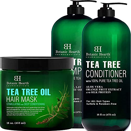 : Botanic Hearth Tea Tree Hair Mask (16 oz each) and Tea Tree Shampoo & Conditioner Set (16 oz each) Bundle