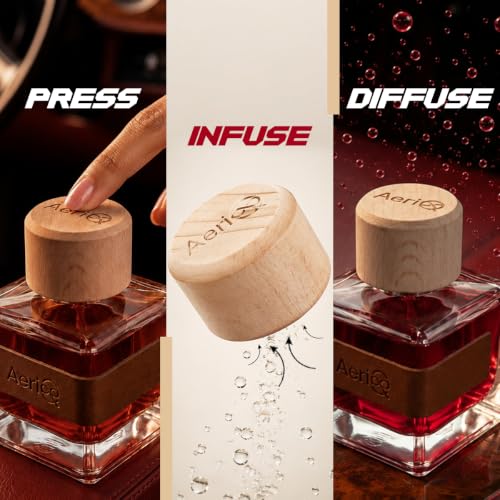 Image of Rose Oud Luxury Car Perfume | Long Lasting Car Fragrance & Car Freshener | 400 Presses, Up to 133 Days | Press to Diffuse 40ml Glass Bottle | Kashmiri Rose Oud