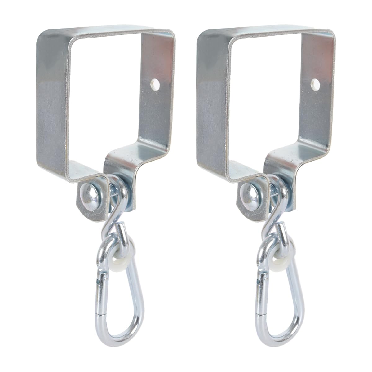2 Ganchos Cuadrados Para Columpio Con Mosquetón Galvanizado Para Vigas De Madera De 9 X 9 Cm.