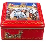 MediMuc Tarro de Navidad de Papá Noel – Precioso tarro rojo para galletas con Papá Noel en un trineo – apto para alimentos – Tarro para galletas,4 L