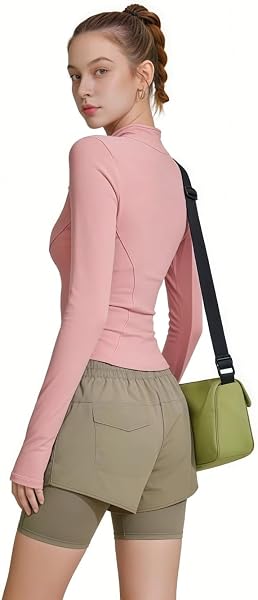 Chaquetas deportivas para mujer, con cremallera, absorben la humedad, de secado rápido, ligeras, de manga larga con agujeros para el pulgar, para yoga, gimnasio, correr - 5