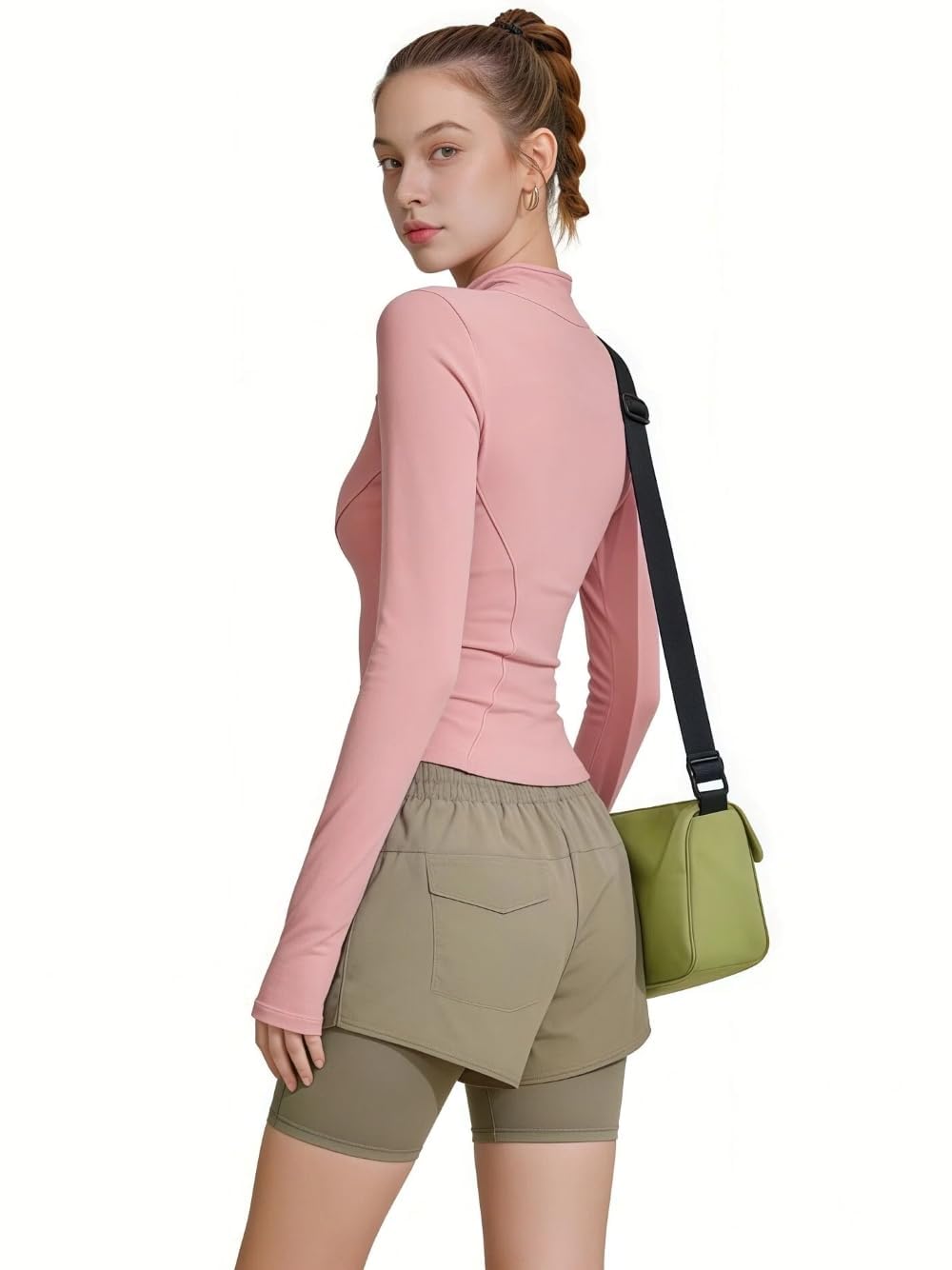 Chaquetas deportivas para mujer, con cremallera, absorben la humedad, de secado rápido, ligeras, de manga larga con agujeros para el pulgar, para yoga, gimnasio, correr — view 5