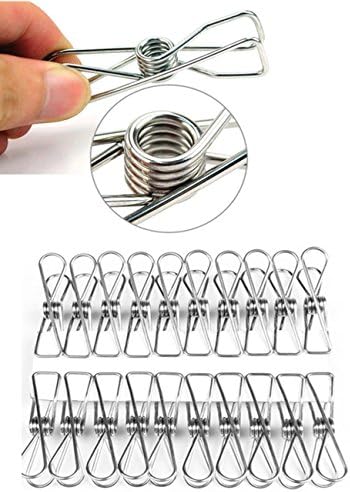 Comfysail Multi-purpose Stainless Steel Functional Windproof Wire Pegs Clothes Pin Pegs Against Rust for Daily Life Laundry,Kitchen,Bathroom,Garden,Outdoors(Pack of 40 Clips)