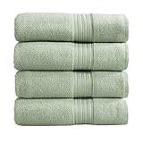 4-Pack Bath Towel Set. 100% Cotton Bathroom Towels. Absorbent Quick-Dry Plush Bath Towels. Cooper Collection. (Bath Towels, Seagreen)