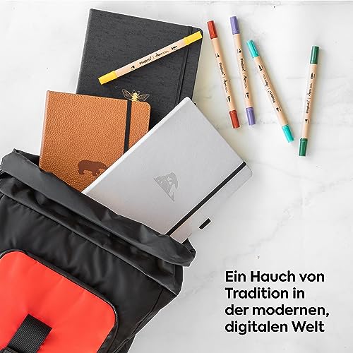 Dingbats* - Tierwelt Notizbuch A5 Gepunktet - Hardcover Dotted Tagebuch aus veganem Leder für Arbeiten, Reisetagebuch, Universitäts Notizen - mit Elastischem Verschlussband