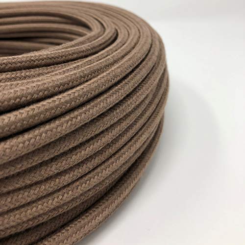 Elektrokabel, rund/rund, mit Stoff beschichtet, Farbe Gerste, Baumwolle, Querschnitt 2 x 0,75 (1 Meter)
