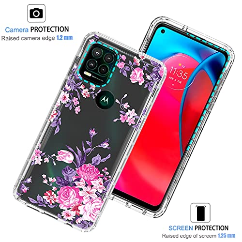 Vokuha Case For Moto G Stylus 5G 2021 (Not For 4G Version),Motorola G Stylus 5G Case, Cute Floral Crystal Clear Tpu Bumper Shockproof Protective Armor Cover For Motorola Moto G Stylus 5G (Rose Flower) #TOP1