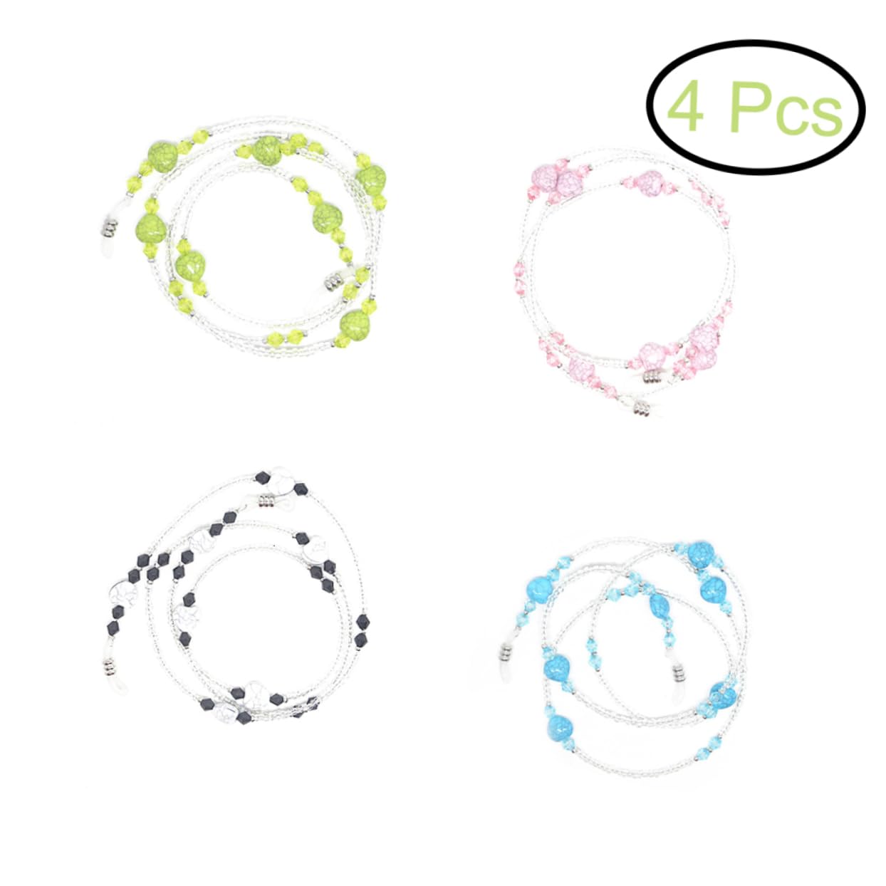 LIFKOME 3 Juegos De Cordones Para Gafas Para Mujer 4 Unidades Negros Cómodos Y Resistentes.