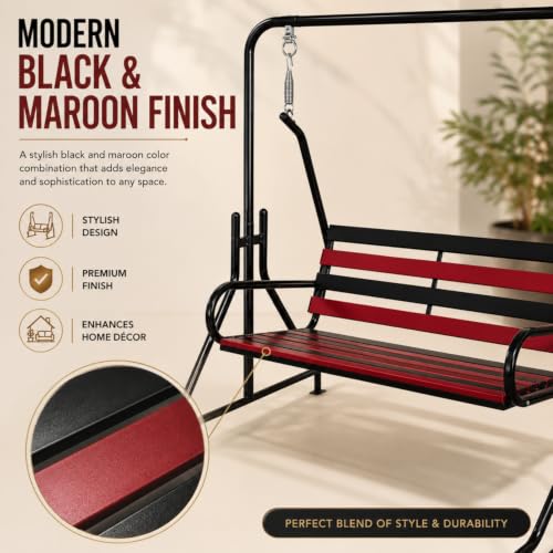 Image of Kaushalendra 2-Seater Swing Jhula Indoor /Outdoor - Iron Swing with Stand, 300 Kg Capacity, 116.8 cm