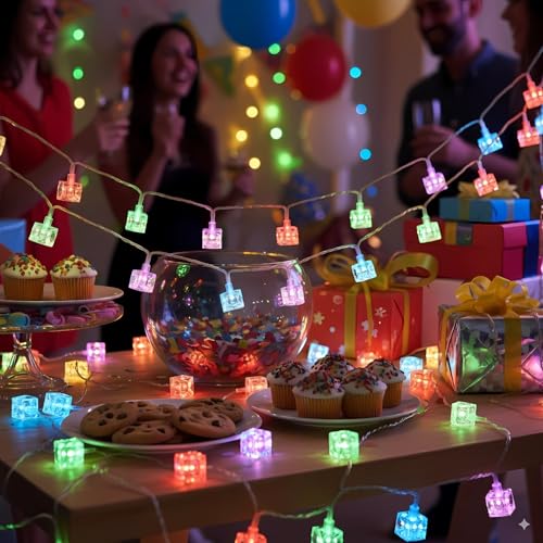 Image of One94Store 14 LED, 3 Meter Ice Cube String Lights - Multicolor Fairy Lights | AC Powered, Waterproof Decorative Lights for Home, Diwali, Christmas, Halloween & Party Decor (Pack of 1)