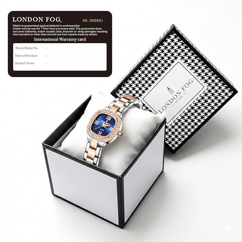 Image of London Fog Ave Maria Collection Analog Watch for Women with Square Dial, Crystal Studded Bezel Roman Numeral Markers and Stainless Steel Strap - LFW20004
