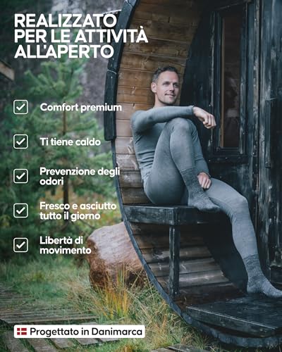 DANISH ENDURANCE Maglia Termica Uomo in Lana Merino, Manica Lunga, per Sci, Trekking, Escursionismo con o Senza Chiusura Zip, Black, L - 4