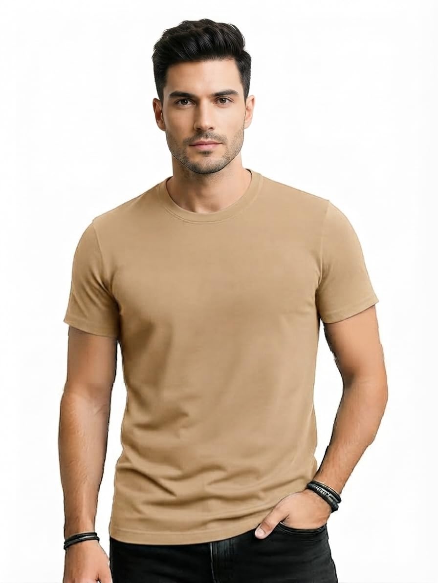 Men’s Premium 100% Cotton Biowash 200 GSM Fabric Black T-Shirt – Classic Crew Neck Slim Fit Casual Tee for Men and Women-picture-37