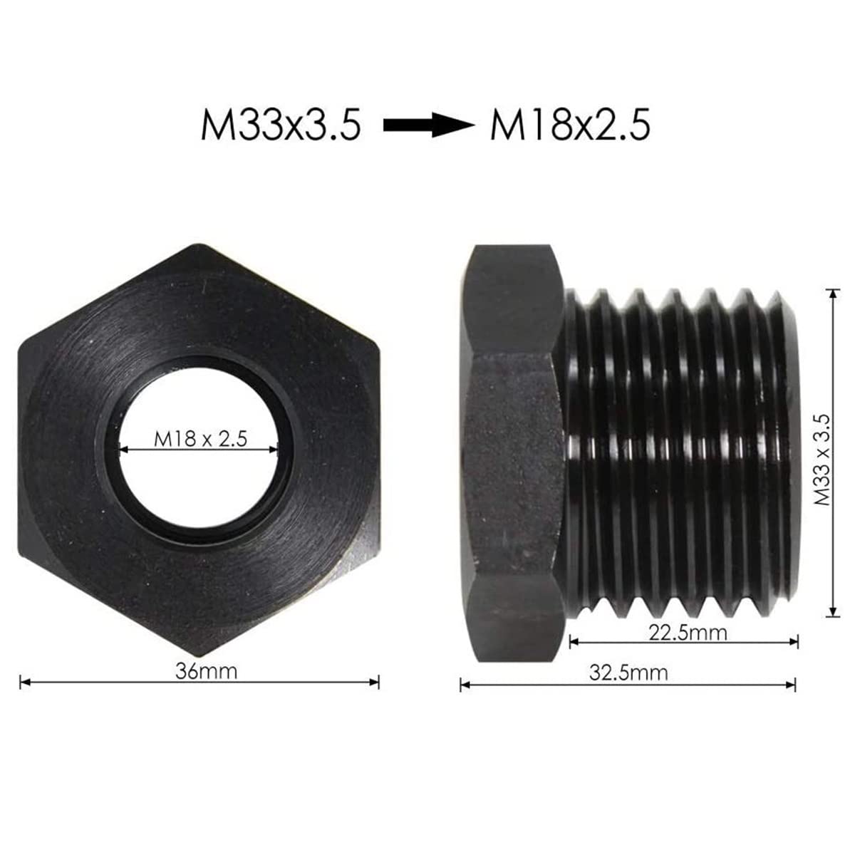 Adapter wrzeciona tokarki do drewna 1 cal × 8TPI/M33 × 3,5/M18 × 2,5 adapter do uchwytu gwintowego Akcesoria do toczenia drewna (rozmiar: M33x3,5 do M18x2,5)