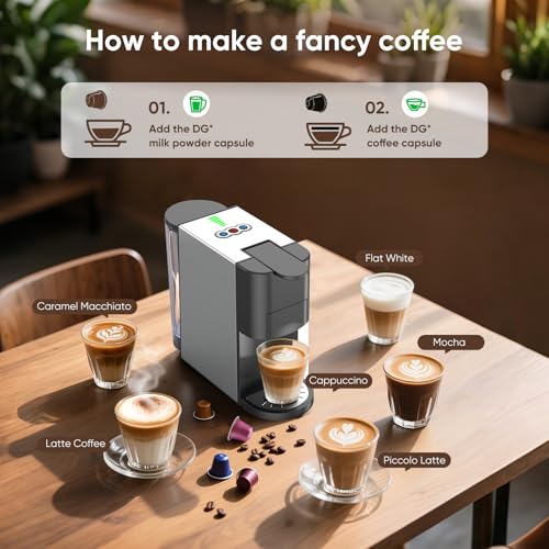 Gidgimo 5 in 1 Kapsel Kaffeemaschine für NES/DG/K-CUP/ESE(44mm)/Gemahlener Kaffee, 1450W 19 bars Kaffeestärkewahl Kapselmaschine, Kaffeemaschine Kapseln mit 0,8 L Wassertank für Zuhause und Büro – Bild 8