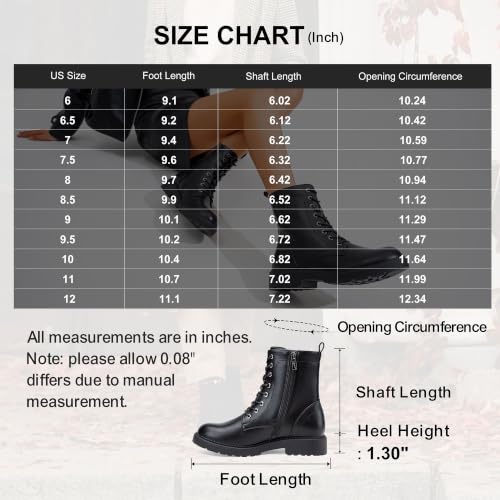 Vepose Women's Lace Up Combat Ankle Boots, All Black Boots Size 8, 925 by Vepose - Used condition - Image 8