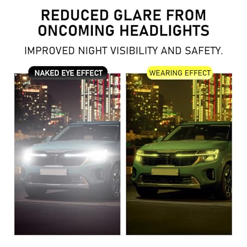 Image of GEGURI Night Vision Glasses, Night Driving Fit Over Glasses Polarized Anti-Glare for Men & Women Yellow Lens, Normal