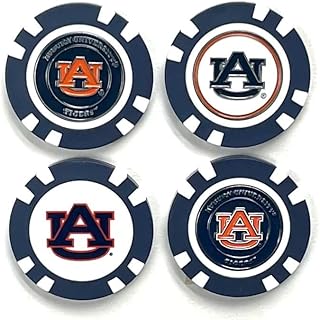 NCAA Auburn Tigers Golf Poker Chips w/Removable Magnetic Ball Marker (4pk)
