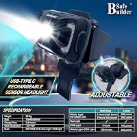 SAFEBUILDER Hard Hats with Visor and Headlight Ear Muffs Lightweight Vented Safety Helmet Headlamp for Construction Industrial Outdoor Work ANSI Z89.1 Approved (White+CSV+B07+SHL01) — image 4