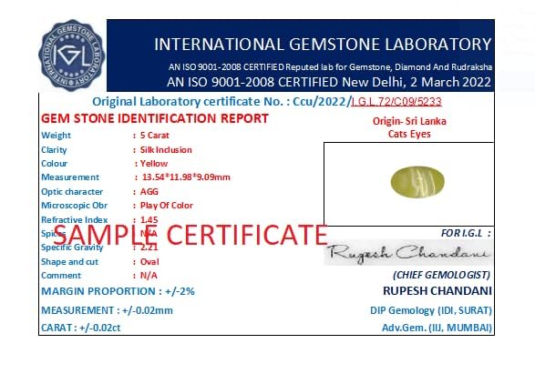Srilankan Cats Eye Gemstone 3 Carat|3.30 Ratti Lehsuniya Stone Original 1