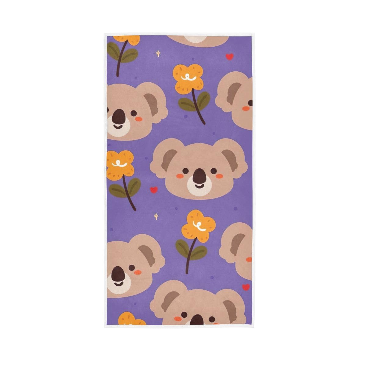 LSRCPD Cartoon Koala Plant Flower Hand Towel, Hand Towels and Washcloths for Bathroom 15 x 30 Inches