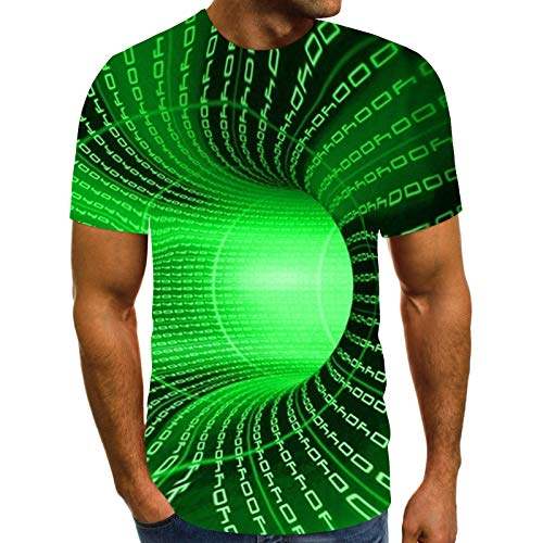 Women Men 3D Print Tees Tops Unisex Short Sleeve T Shirts Casual O Neck Tees Tops Funny Print Blouse Shirts Tops (Z4 Green, L)