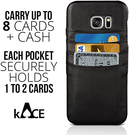 Samsung Galaxy S7 Edge Leather Wallet Card-Holder Black Case