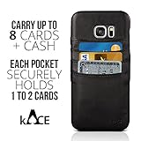 Samsung Galaxy S7 Edge 100% Genuine Leather Wallet Card-Holder Black Case