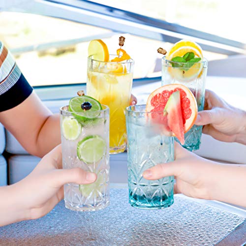 BELLAFORTE-Shatterproof-Tritan-Plastic-Tall-Tumbler-Set-of-4-18oz-Myrtle-Beach-Drinking-Glasses-Unbreakable-Drinking-Glasses-for-Parties-BPA-Free-Clear