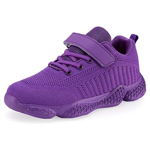 Casbeam Kids Breathable Sneakers Mesh Lightweight Easy Walk Casual Sport Strap Athletic Running Shoes for Boys Girls, Deep-purple, 12.5 Little Kid Cover