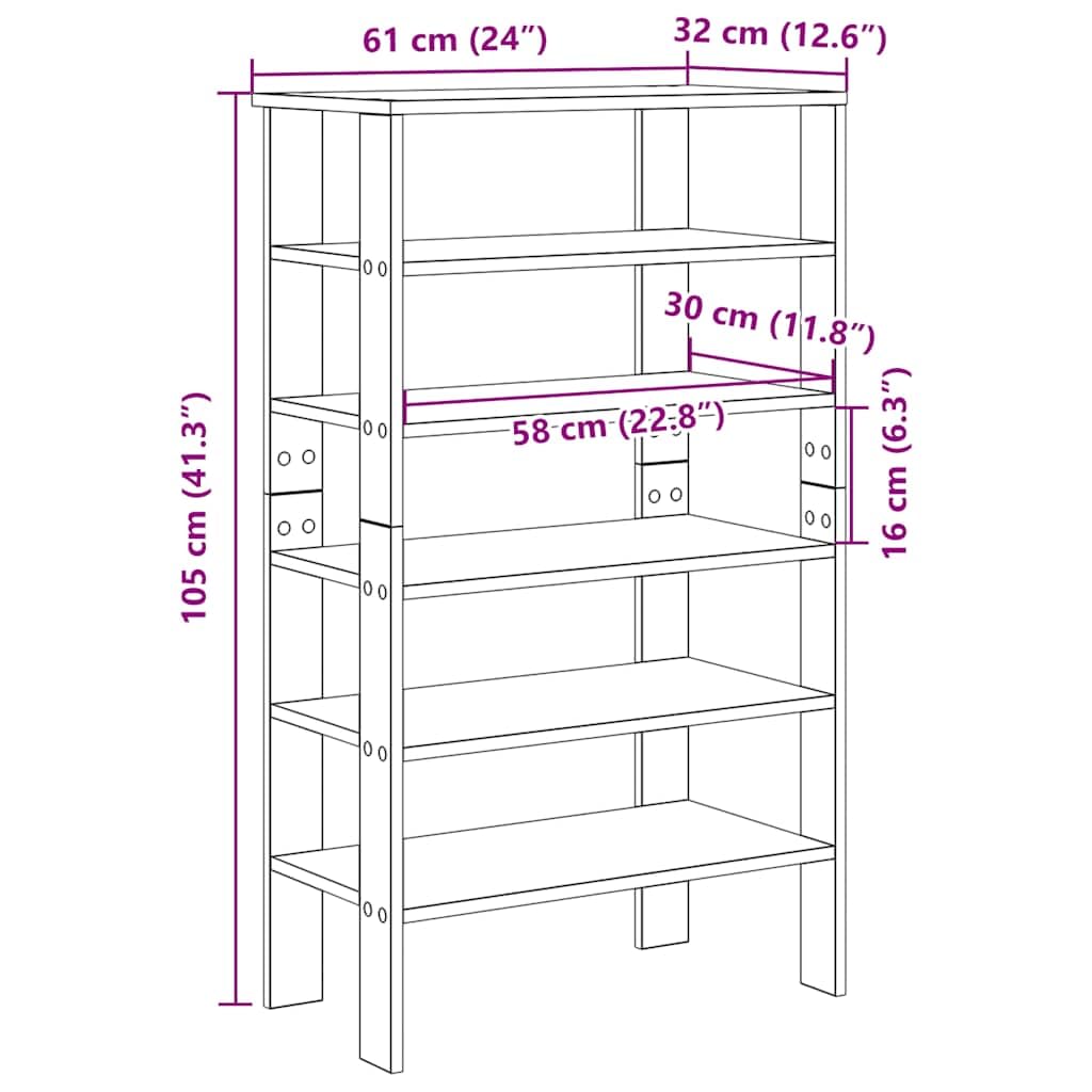 Regał na buty 61x32x105 cm drewno drewno dąb sonoma | 3 półki, oszczędność miejsca, stabilne, odpowiednie do wejścia i korytarza