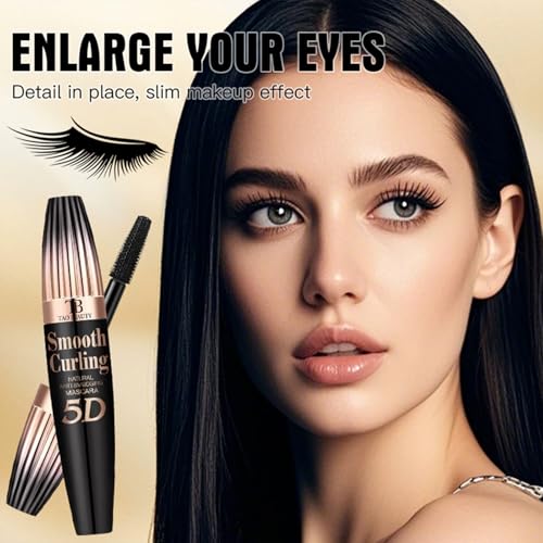 Image of 5D Fiber Mascara for Lengthening & Volumizing, Waterproof Smudge-Proof Mascara Buildable for Dramatic False Lash Effect, Clump-Free & Flake-Free