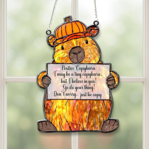 Custom Name Capybara Suncatcher – Colorful Faux Stained Acrylic Emotional Support Animal Decor with Inspirational Sign for Home and Office - Image 6
