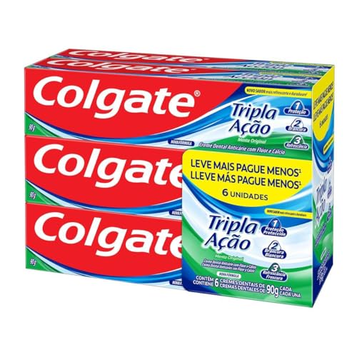 Colgate Creme Dental Tripla Ação Menta 90G Pacote Com 6 Unidades