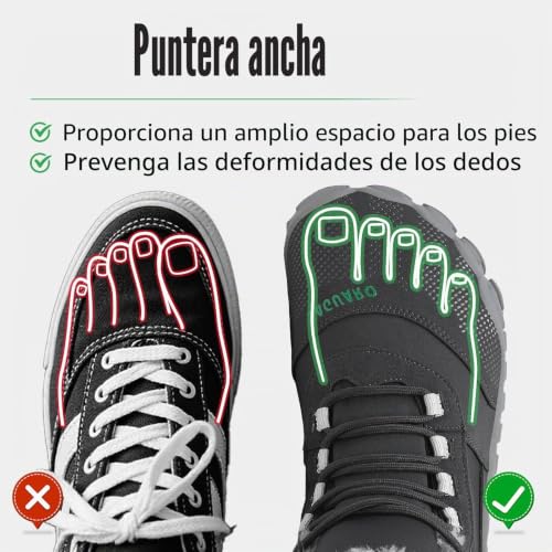 Miniatura 5 de Saguaro Barefoot Escarpines Hombre De Invierno Antideslizante Mujer Botas De Nieve Piel Zapatos De Interior Y Exterior, Gris Oscuro 41