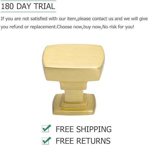 Miniatura 7 de homdiy Paquete de 15 pomos dorados para gabinetes de cocina, pomos de latón cepillado para cajones, perillas cuadradas de aleación de zinc, perillas