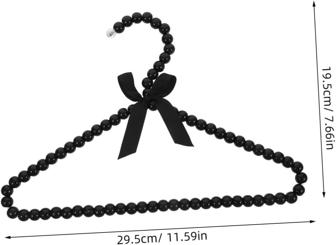 BESTOYARD 12pcs Beaded Clothes Hangers with Ribbon Bow for Boy Girl and Pet Apparel Elegant Decorative Small Hangers for Cats and Dogs Black Color