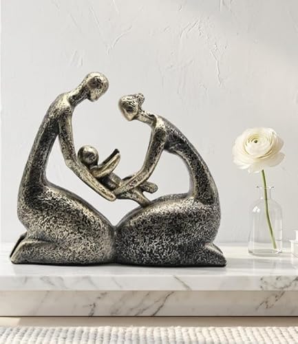 Designo Abstract Art Family New Baby Gift Figurine Metal Couple Statue Ornament Home Room Shelf Decor